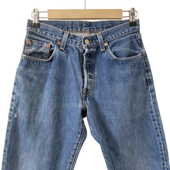 Selvedge Levi Button Fly MADE IN USA 100% Cotton Original Jeans Women's W28 L30 - Picture 3 of 16